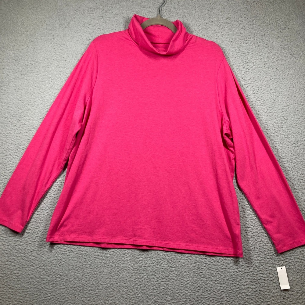 Talbots Turtleneck Top Womens 2X NeW Pink Long Sleeve Cotton Stretch Plus Size